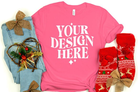 Download Christmas Bella Canvas 3001 Mockup Pink - Bella canvas Collection