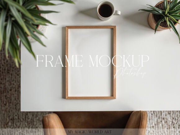 Download Psd Mockup Frame on the Table - Psd mockup Collection