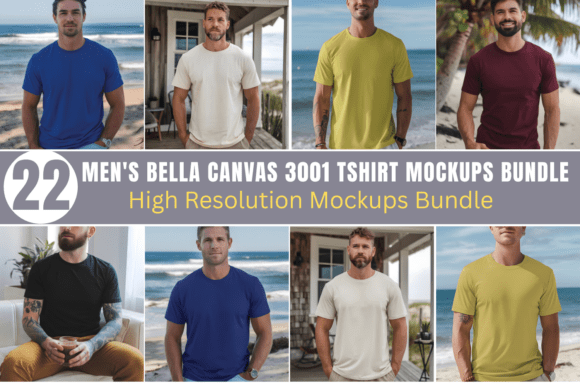 Download Men's Bella Canvas 3001 Tshirt Mockups - Bella canvas Collection
